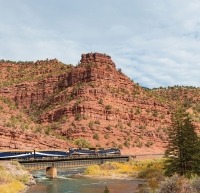 Train passing the Red Canyon.