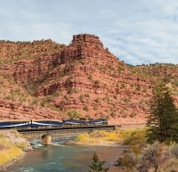 Train passing the Red Canyon.