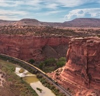 Train passes through Ruby Canyon