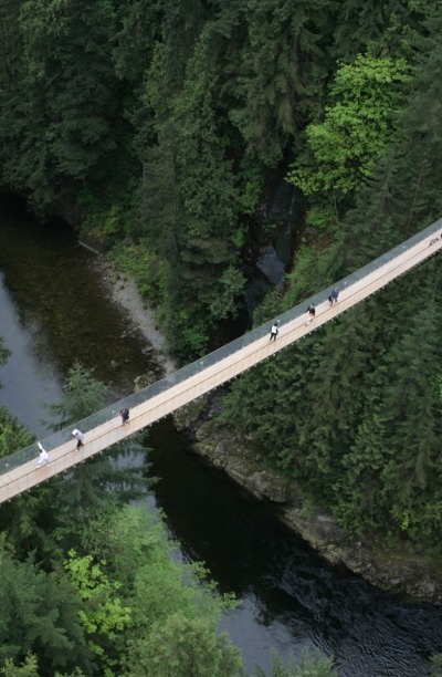 People exploring Capilano Suspension Bridge, North Vancouver