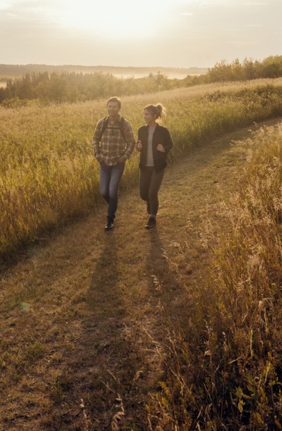 People walking on a trail.